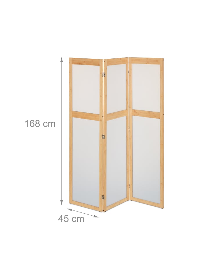 relaxdays Paravent in Natur/ Weiß - (B)135,5 x (H)168 cm günstig kaufen onesize