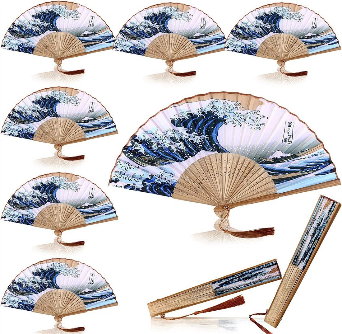 DÖRÖY Handfächer Sea Wave Japanischer Faltfächer, Bambusfächer, Handfächer, Faltfächer