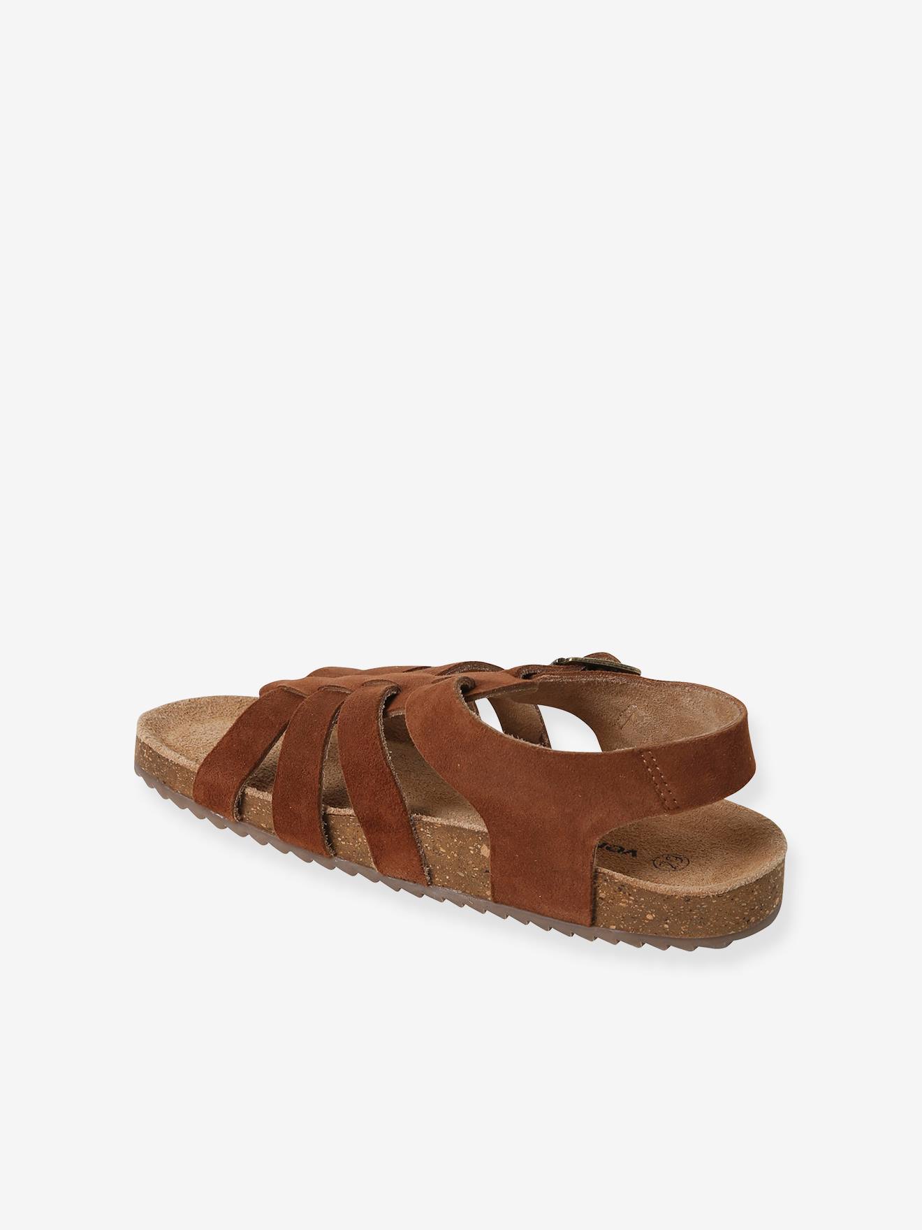 Sandales multi-brides cuir garçon marron