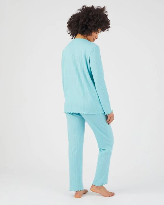 Pyjama maille interlock côtelée douce et souple