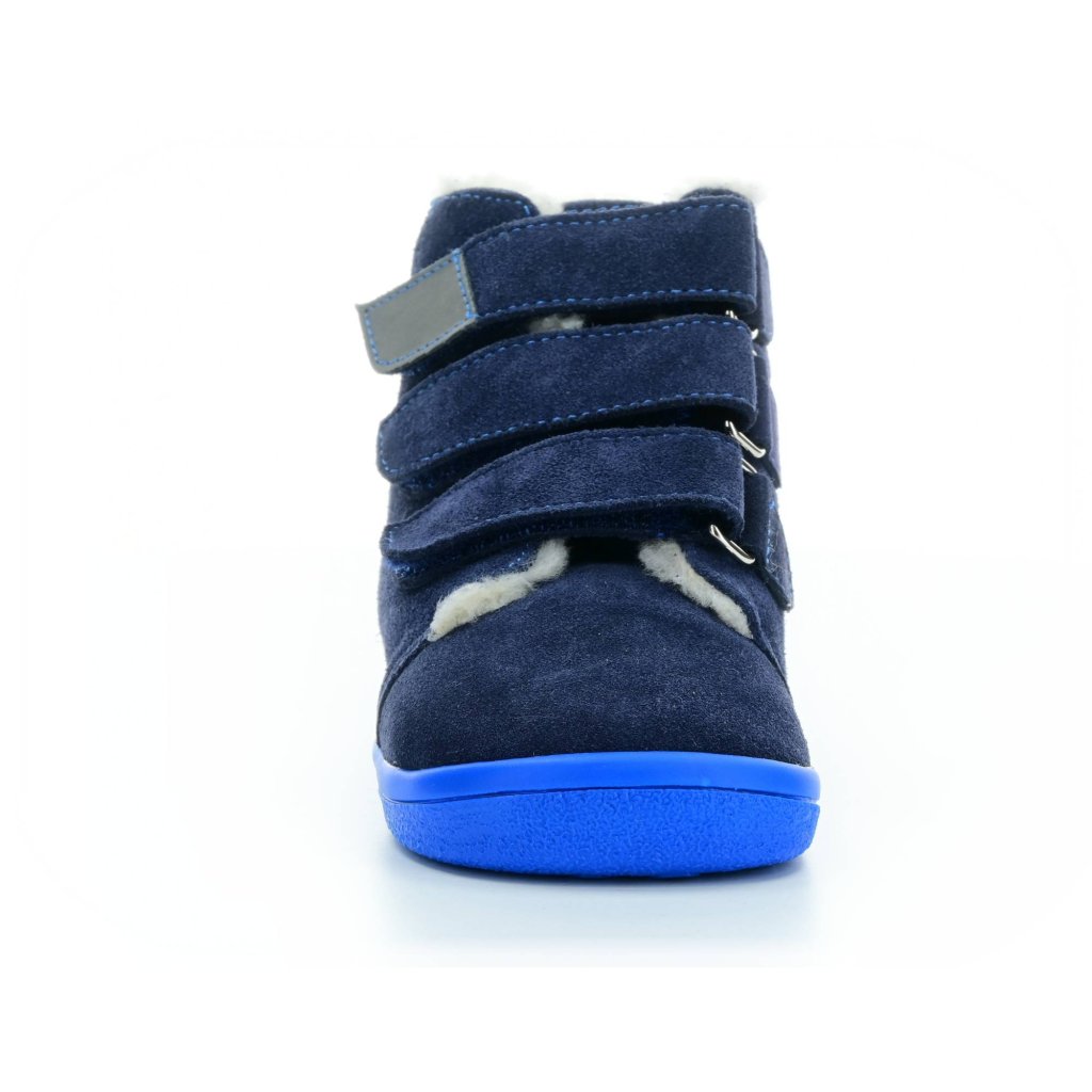Beda Daniel mit Membran (BF 0001/ W/MK/Fell, höher) AD dunkelblaue Winter-Barfußstiefeletten