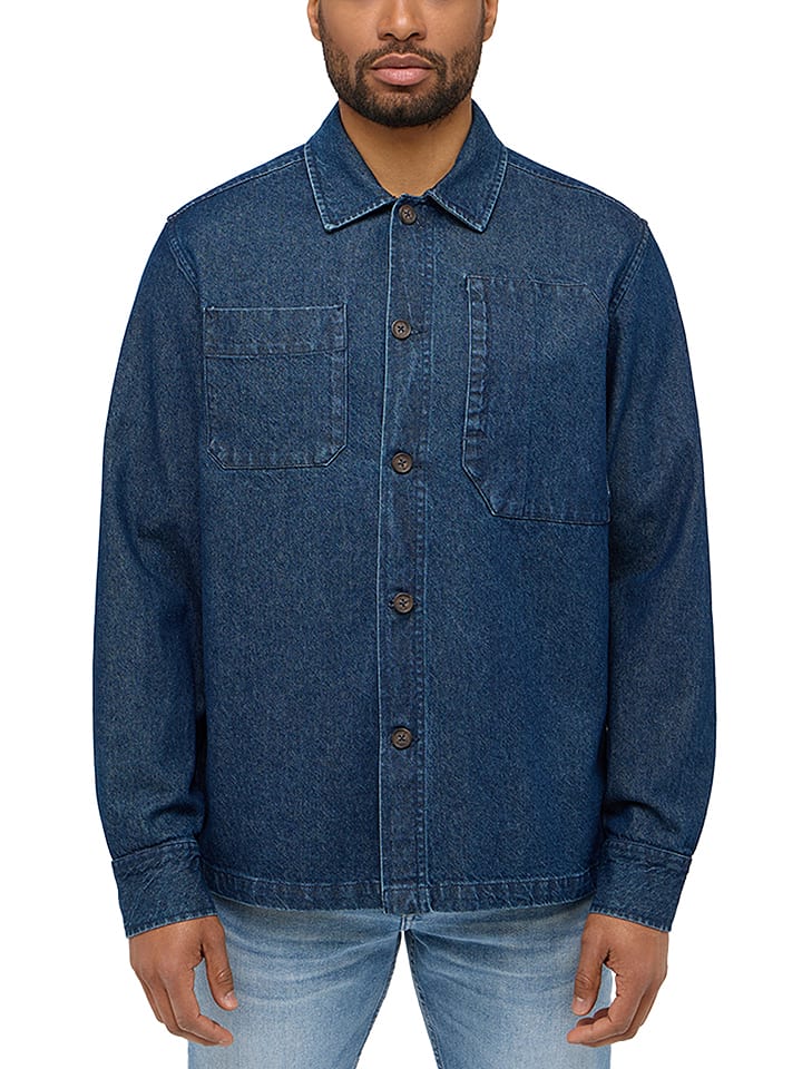 Mustang Jeans-Hemd in Dunkelblau günstig kaufen