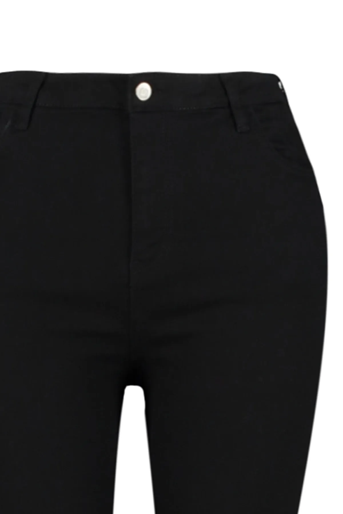 Trendyol Curve  Schwarze, lichtechte High-Waist-Jeans in Culotte-Passform mit kurzem Bein TBSSS23AR00014