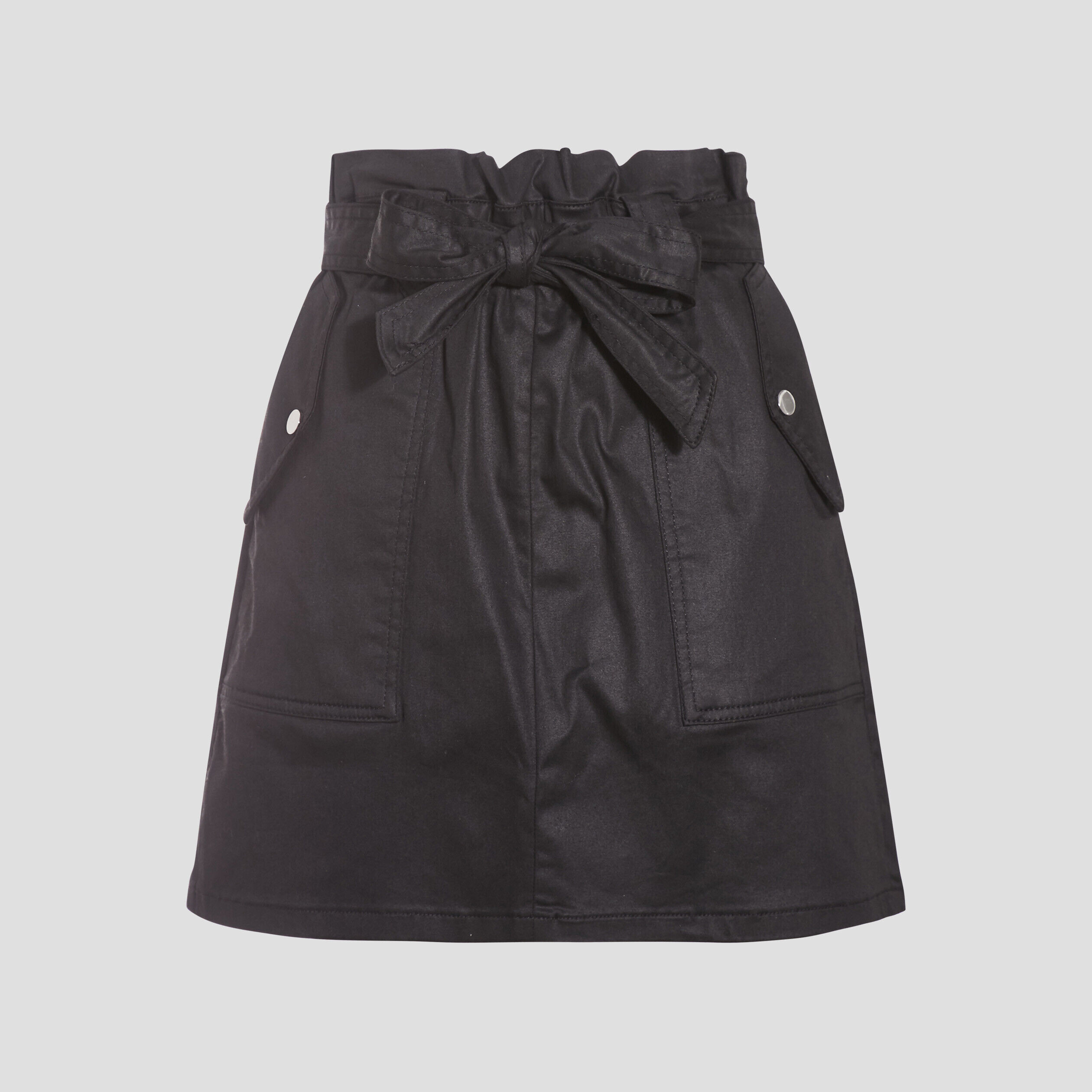 Jupe paperbag enduite noir femme | Cache Cache