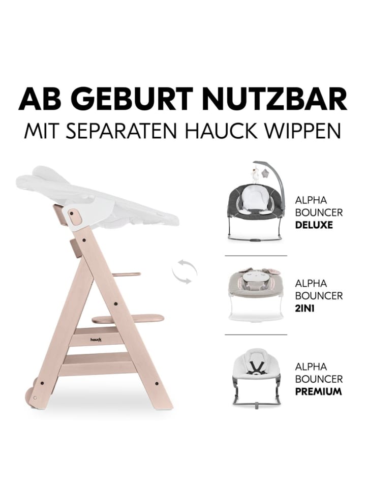 Hauck Hochstuhl Beta Plus inkl. Essbrett, Sitzkissen und in braun,grau günstig kaufen onesize