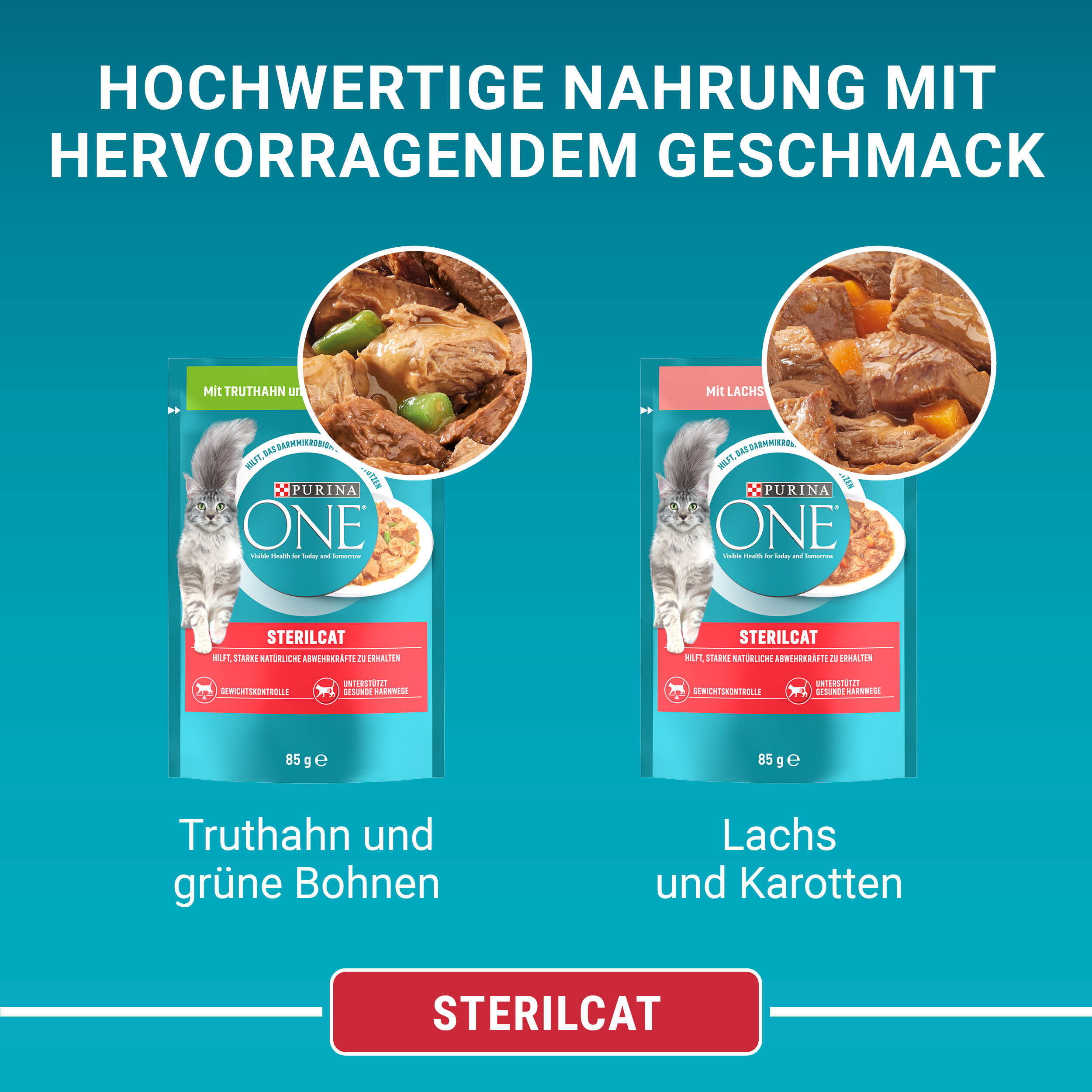 Purina ONE Nassfutter Purina ONE Sterilcat 26x85g mit Lachs und Karotten