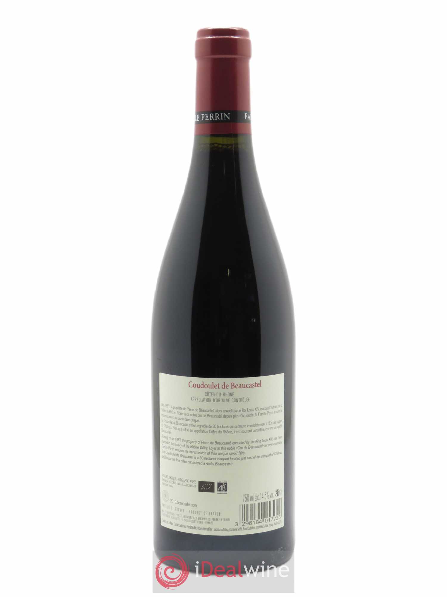 Côtes du Rhône Coudoulet de Beaucastel Jean-Pierre & François Perrin  2019 - Lot de 1 Bouteille