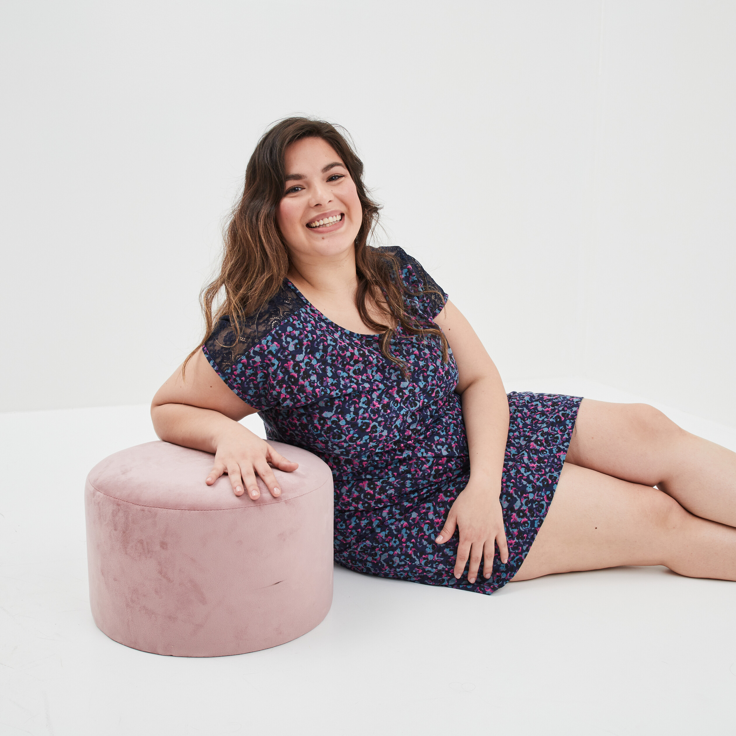 Chemise de nuit grande taille bleu femme grande taille | La Halle