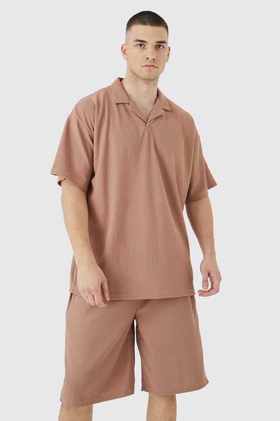 Tall geripptes Oversize Ottoman Polo-Set