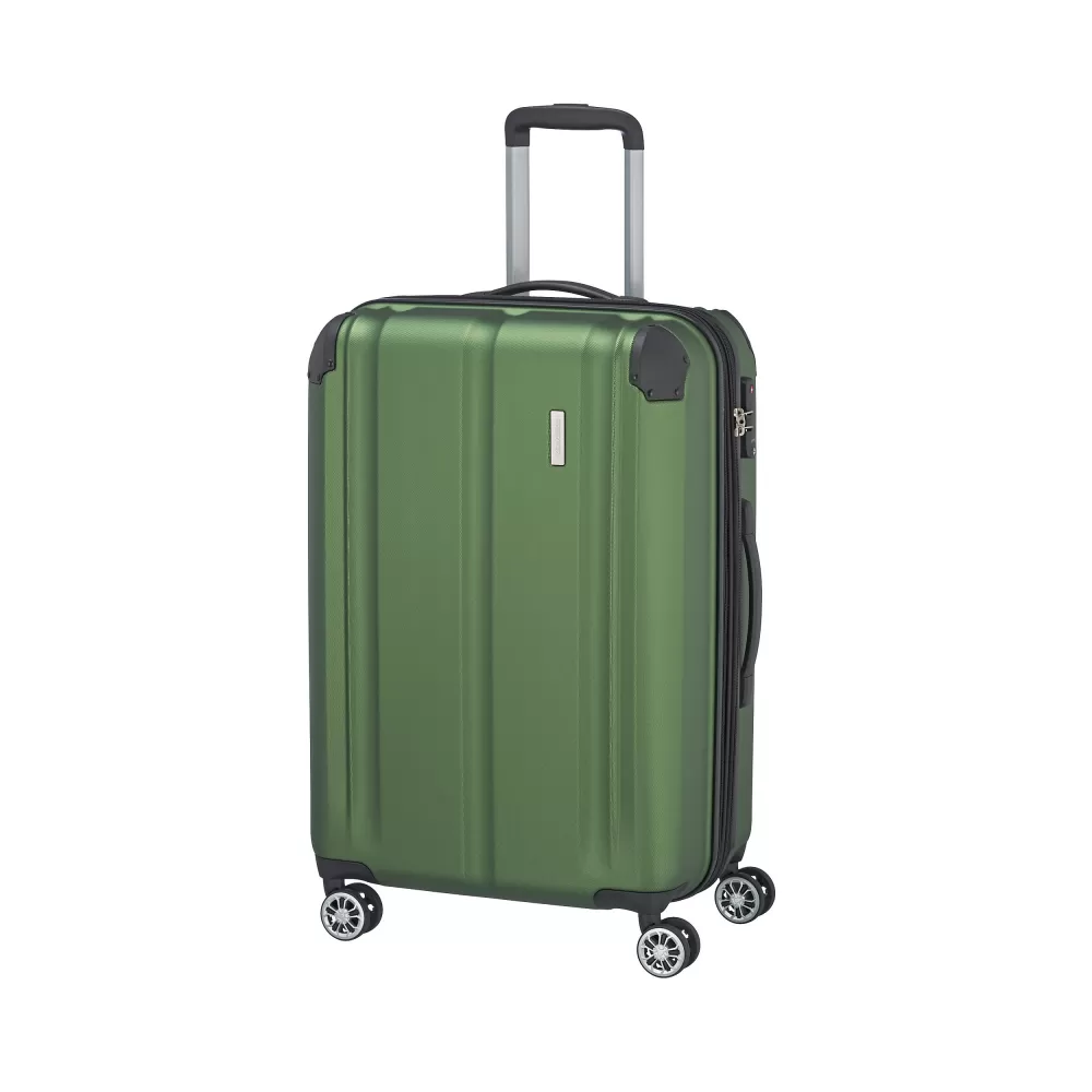 Travelite City Trolley mit 4 Rollen M 68cm EXP 78 Liter - Grün
