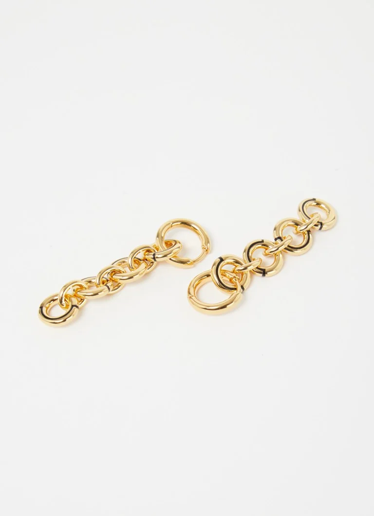 Missoma Black Enamel Drop Gold-Plated Hoop Earrings