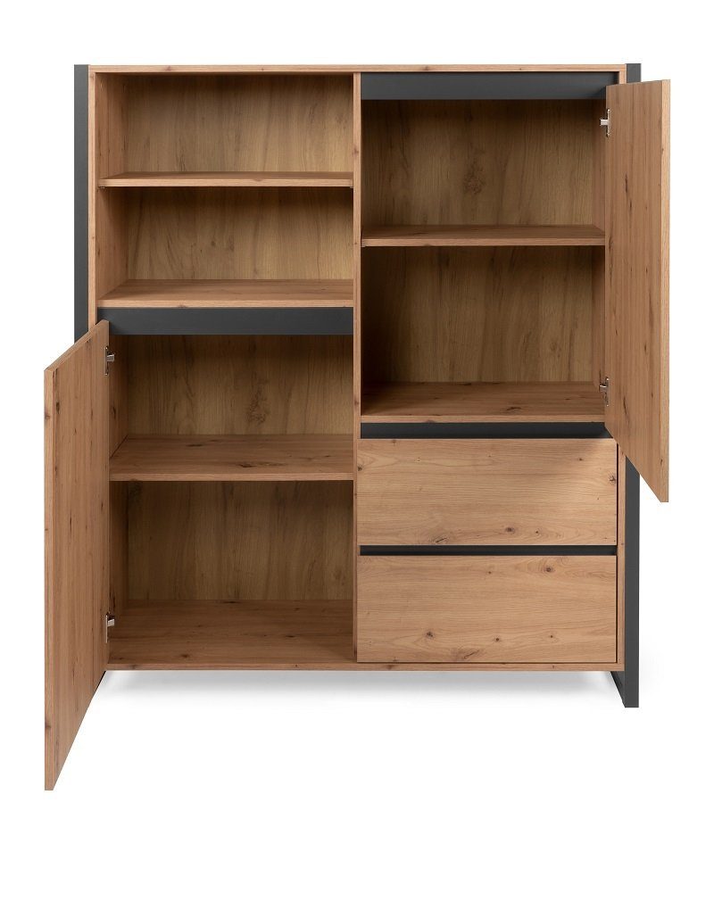 Finori Highboard Highboard Denver, Artisan Oak / anthrazit, Industrial Look