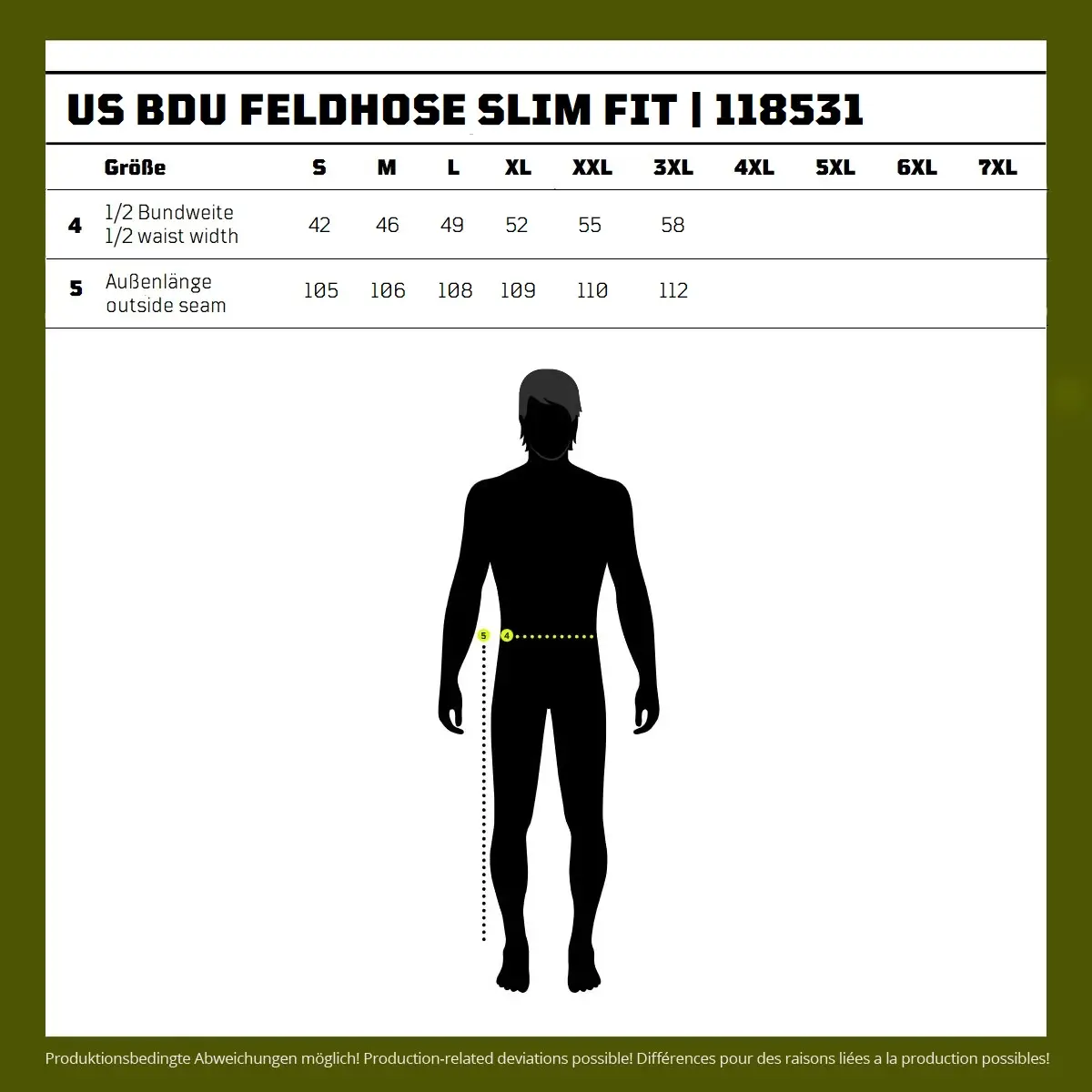US BDU Feldhose Slim Fit schwarz