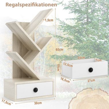 COSTWAY Bücherregal, stehend, in Baumform, mit Schublade, Holz, 30x17,5x60cm