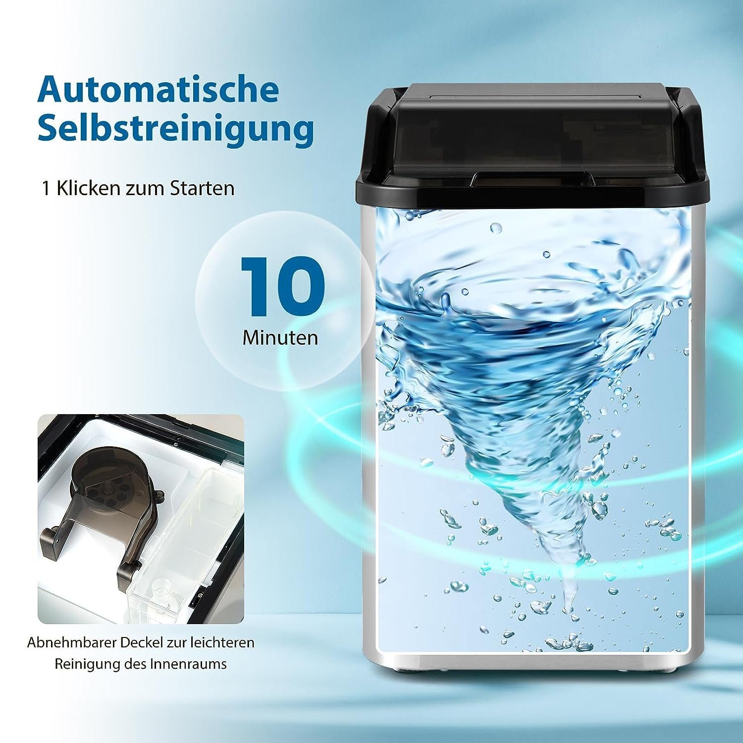 KOMFOTTEU Eiswürfelmaschine, 24kg/Tag, mit 1,6L Wassertank & Eiswürfelschaufe