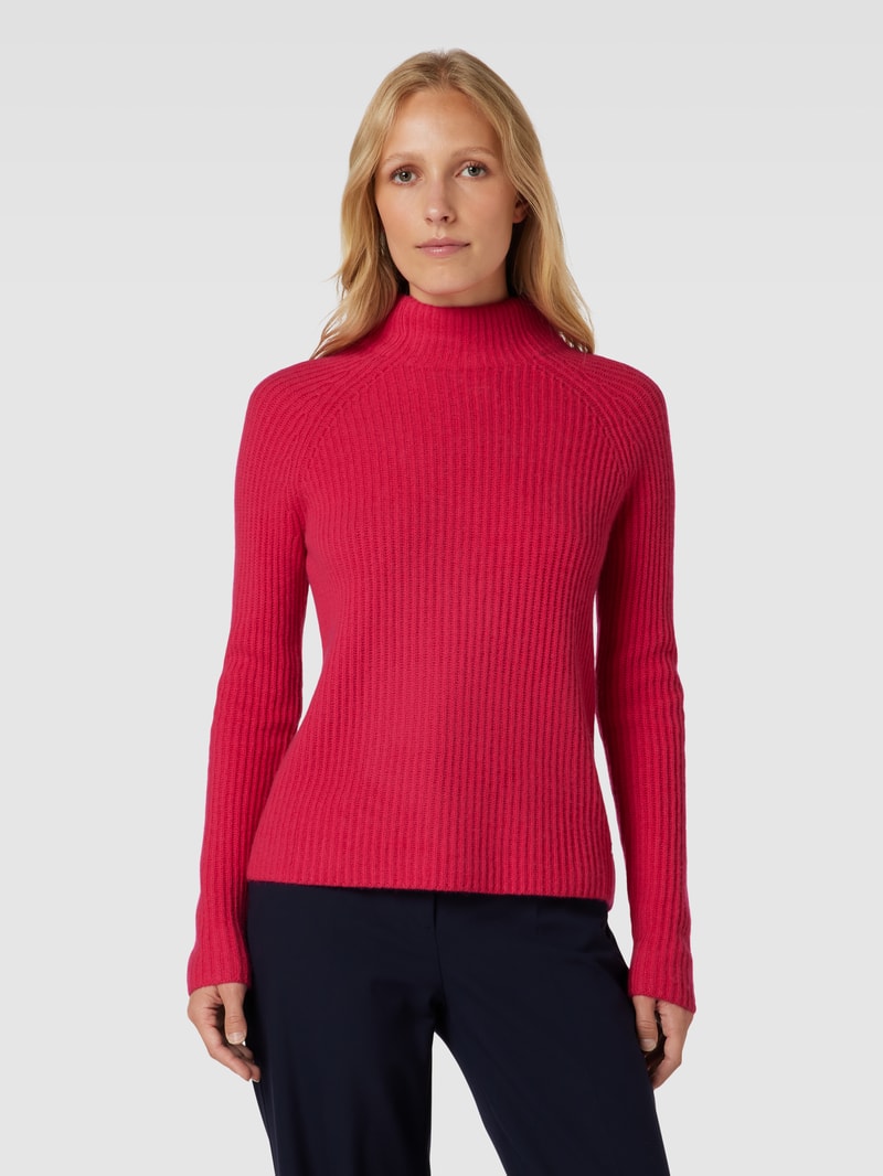 Rollkragenpullover aus Kaschmir mit Rippenstruktur in pink