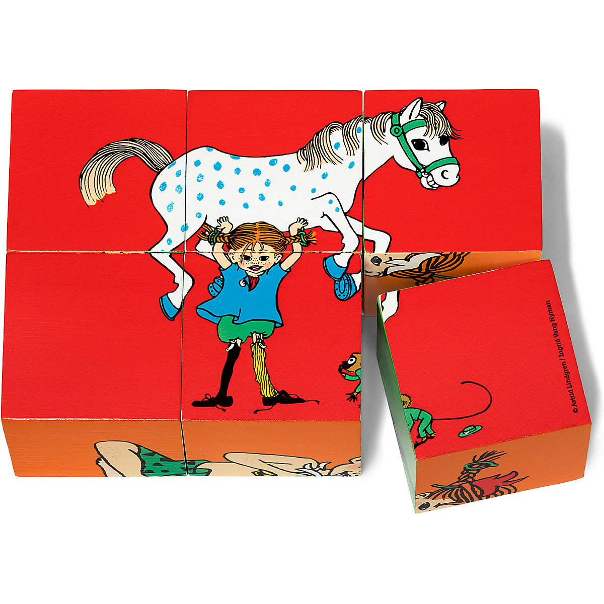 Pippi Langstrumpf Würfelpuzzle, 6 Teile