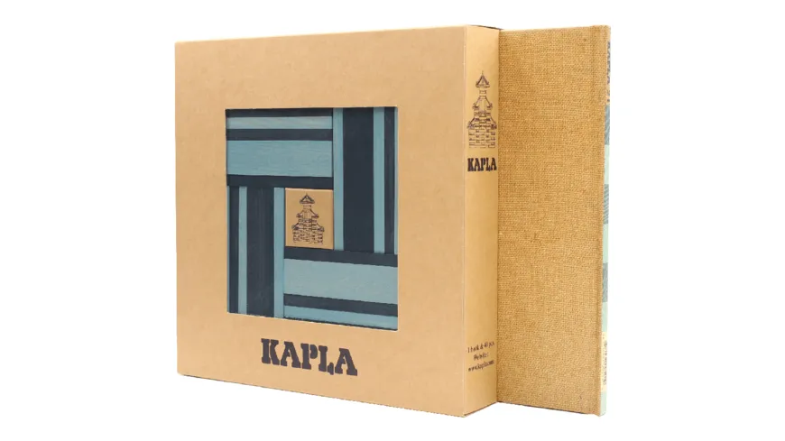 KAPLA - Holzbausteine, hellblau/dunkelblau, 40er Box