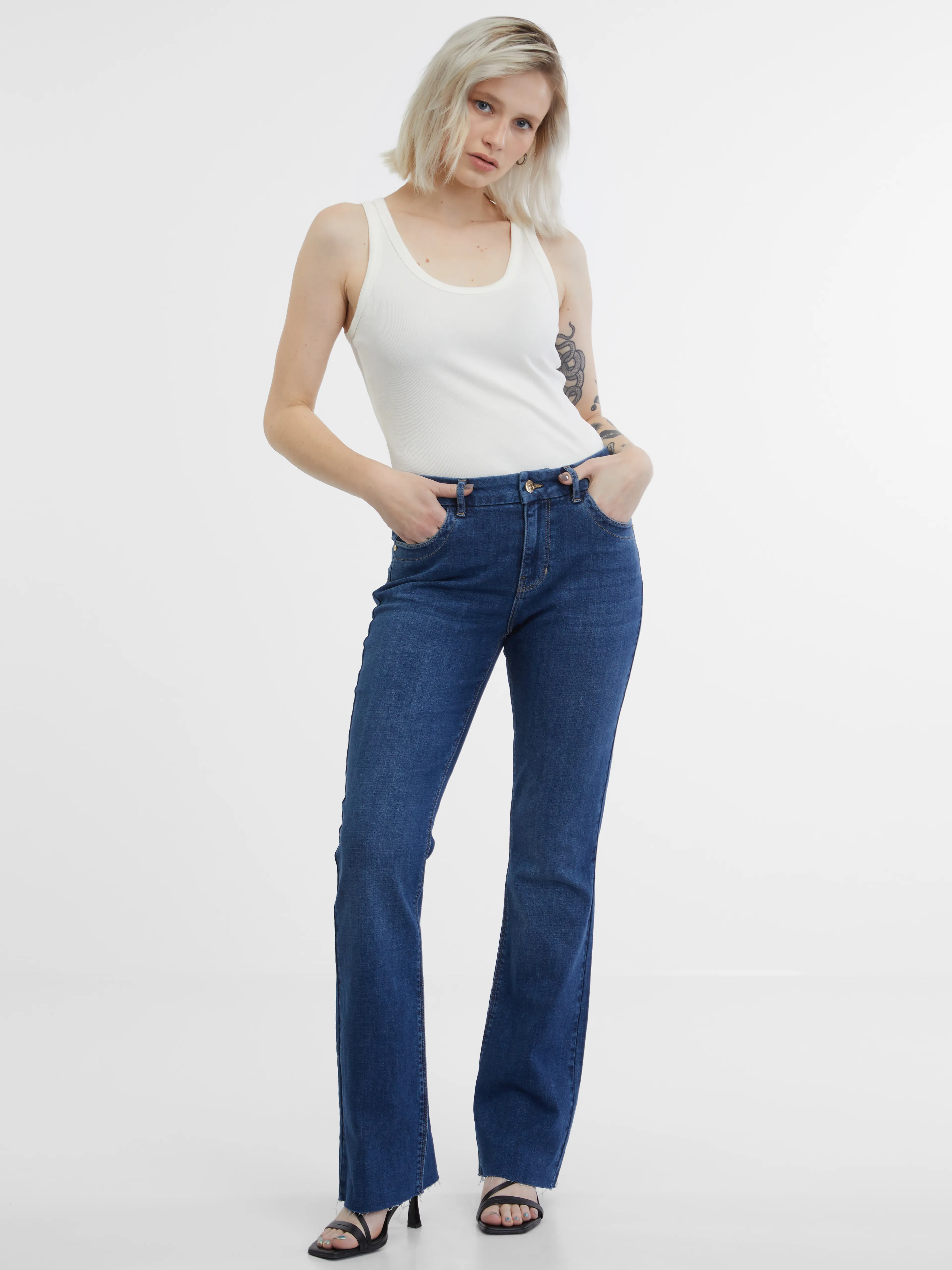 Dunkelblaue Damen-Bootcut-Jeans ORSAY
