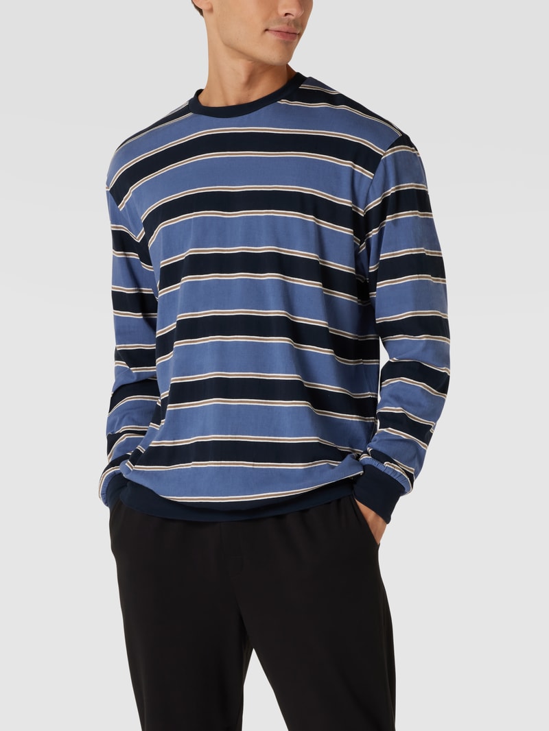 Pyjama-Oberteil mit Streifenmuster in blau