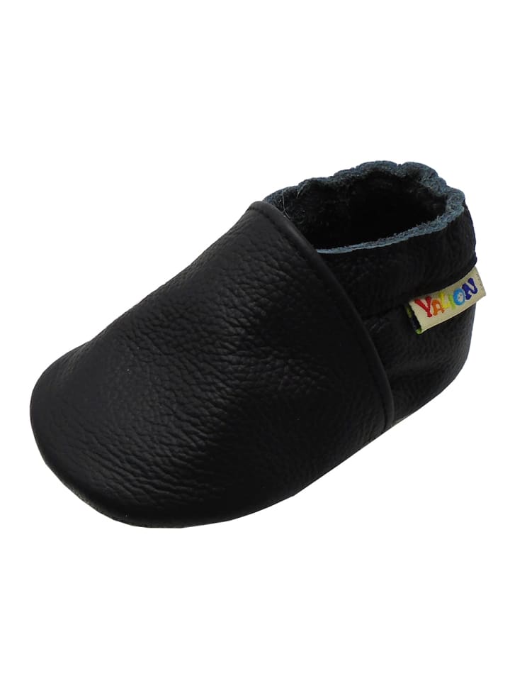Yalion Leder-Krabbelschuhe in Schwarz günstig kaufen