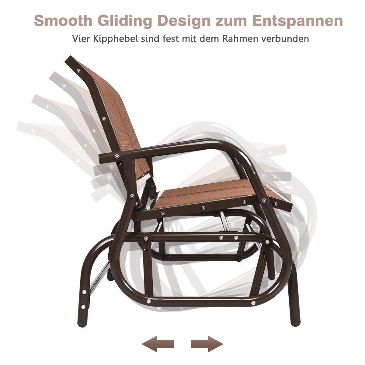 COSTWAY Schaukelstuhl, bis 180kg, 123x71x87cm, für Outdoor