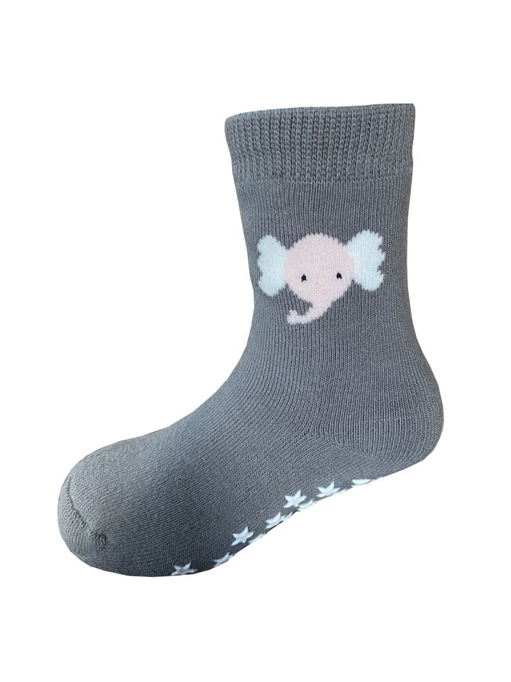 Yalion 3er-Set: Antirutschsocken Vollplüsch Elefant in Grau  günstig kaufen