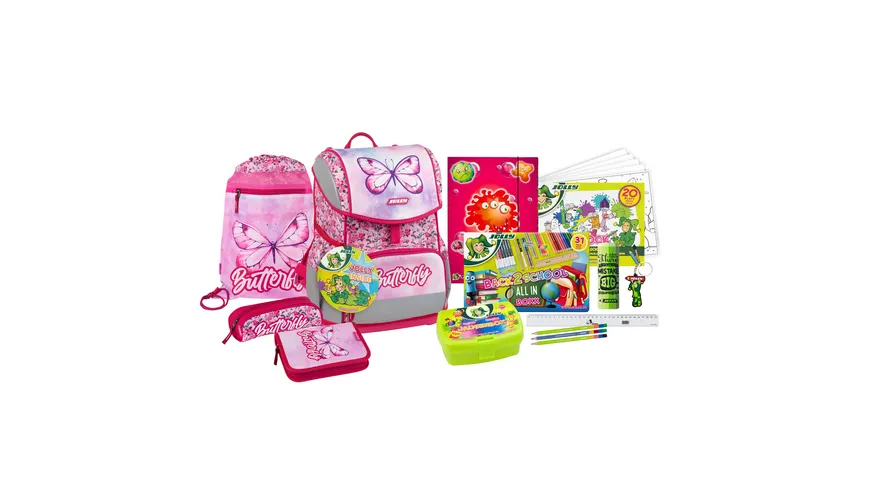 JOLLY Schultaschen-Set Ergonomic Flexi Butterfly 46teilig