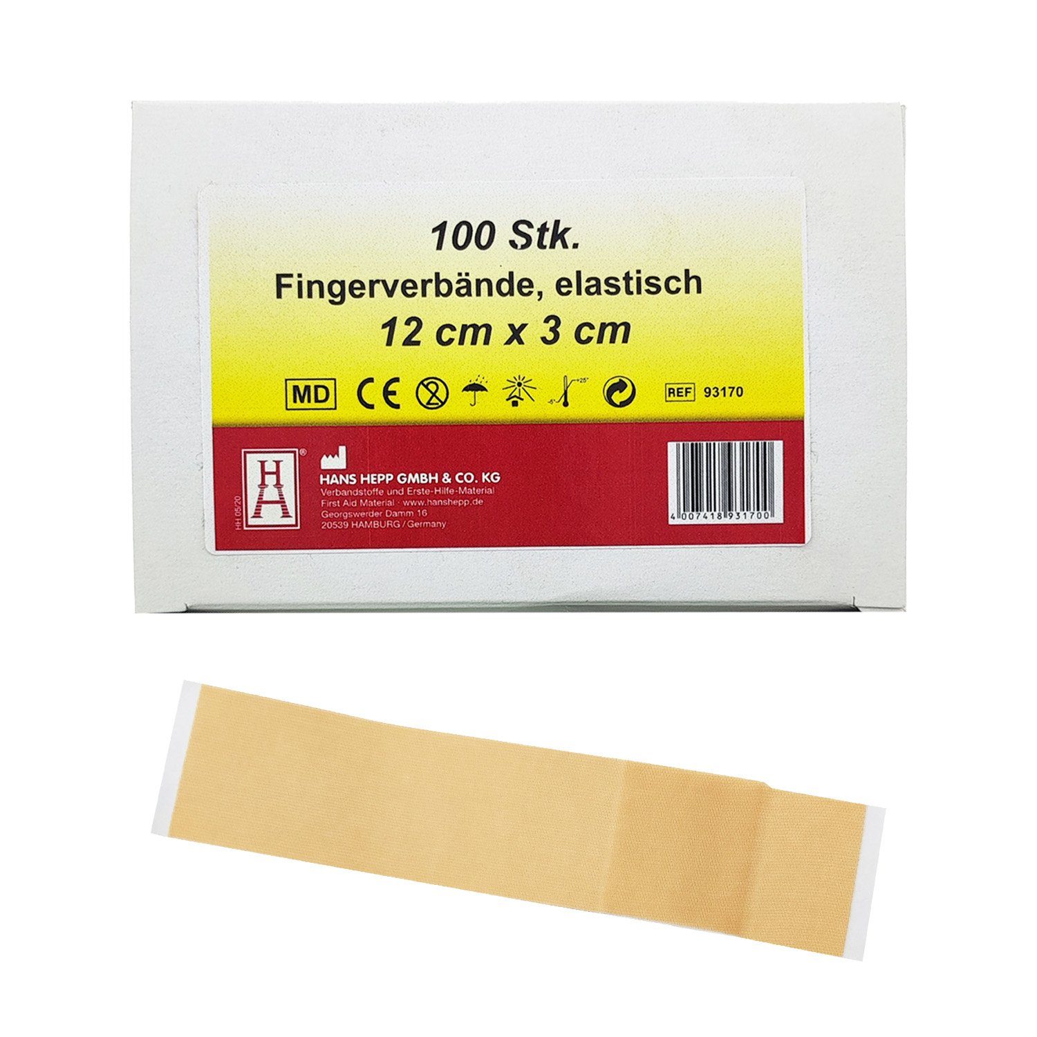 Hans Hepp Fixierpflaster Hans Hepp Fingerverband 12cm x 3cm 100er + varivendo Notizblock Finger