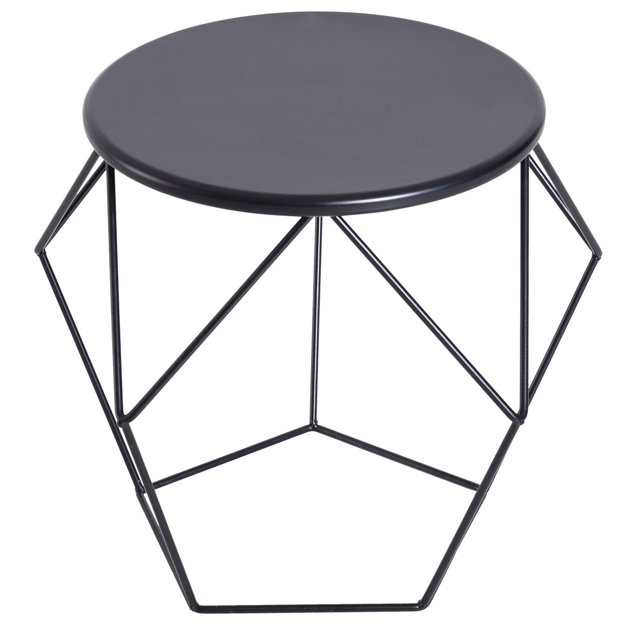 HOMCOM Couchtisch Beistelltisch Satztisch Nachttisch rund Aufbewahrung Metallkorb Wohnzimmer Schlafzimmer 51 x 51 x 44 cm