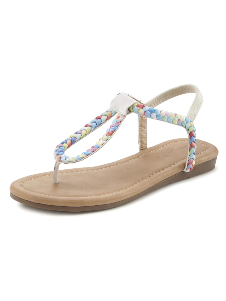LASCANA Zehentrenner in beige / blau günstig kaufen