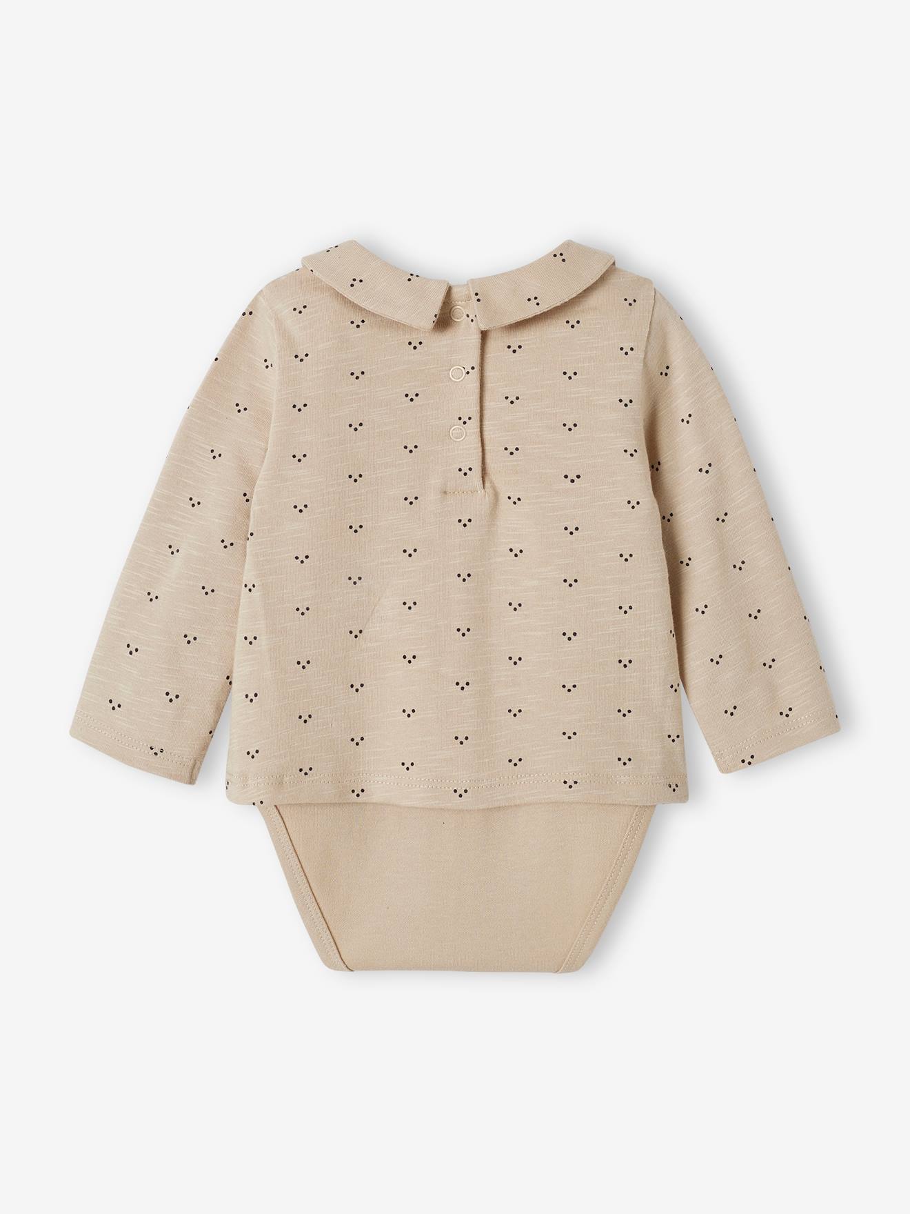 Vertbaudet Langärmeliger Baby Shirtbody mit Polokragen - tonfarbig