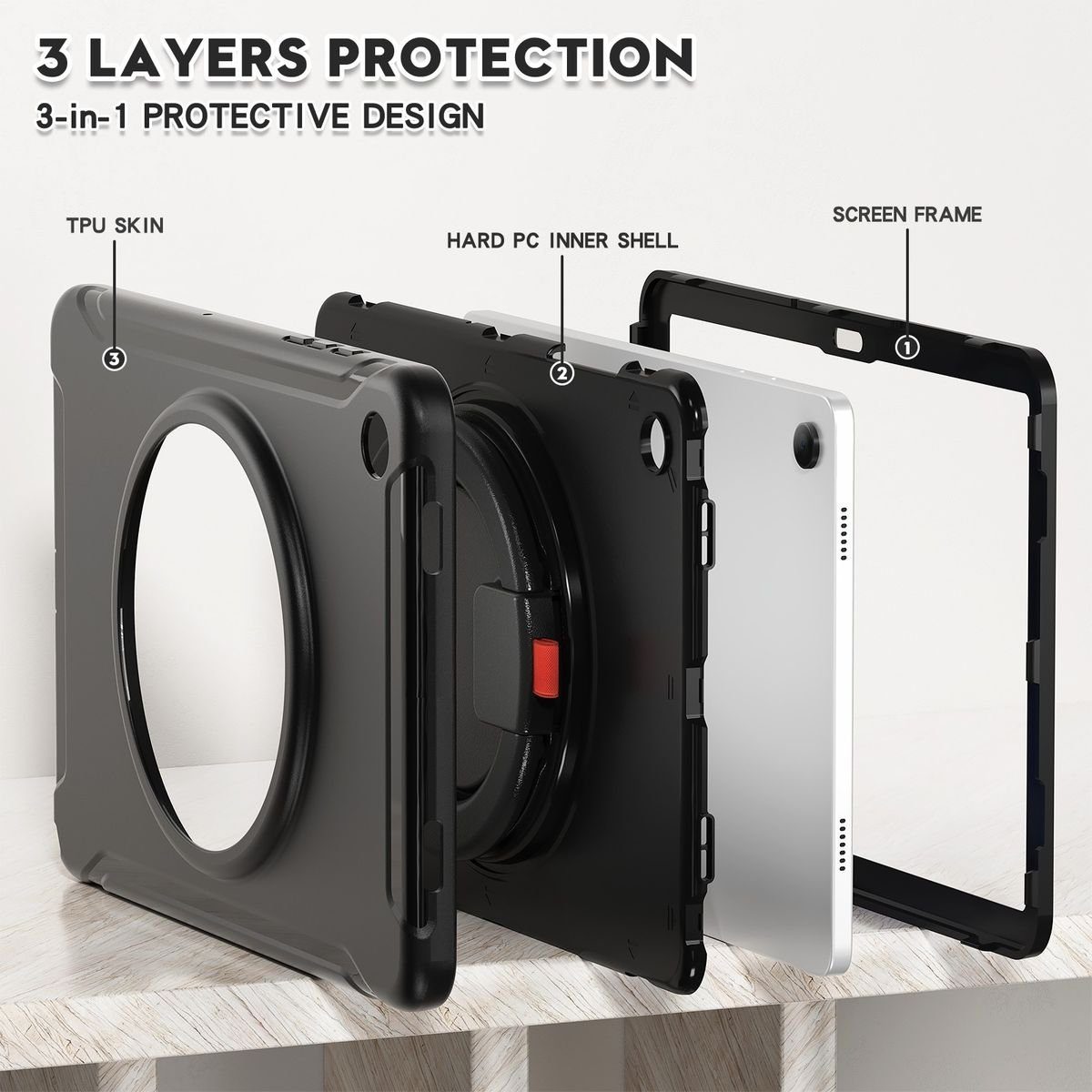 Wigento Tablet-Hülle Für Samsung Galaxy Tab A9 Plus 360 Grad Outdoor Hybrid Tablet Tasche