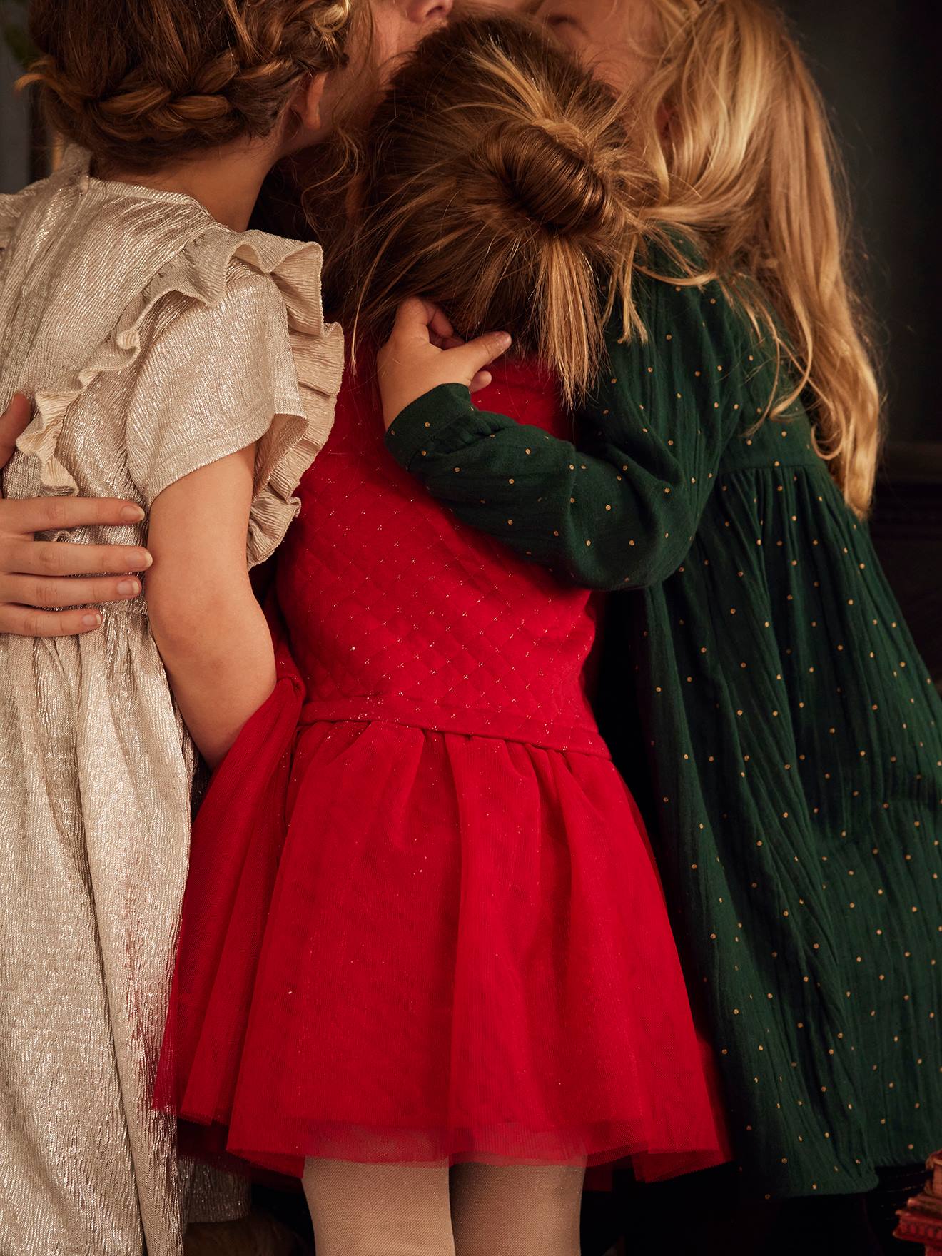 Vertbaudet Festliches Mädchen Kleid, Materialmix - grün