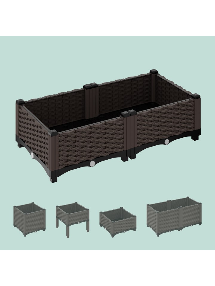relaxdays Pflanzkübel in Braun - (B) 80 x (H)23 x (T)40 cm günstig kaufen onesize