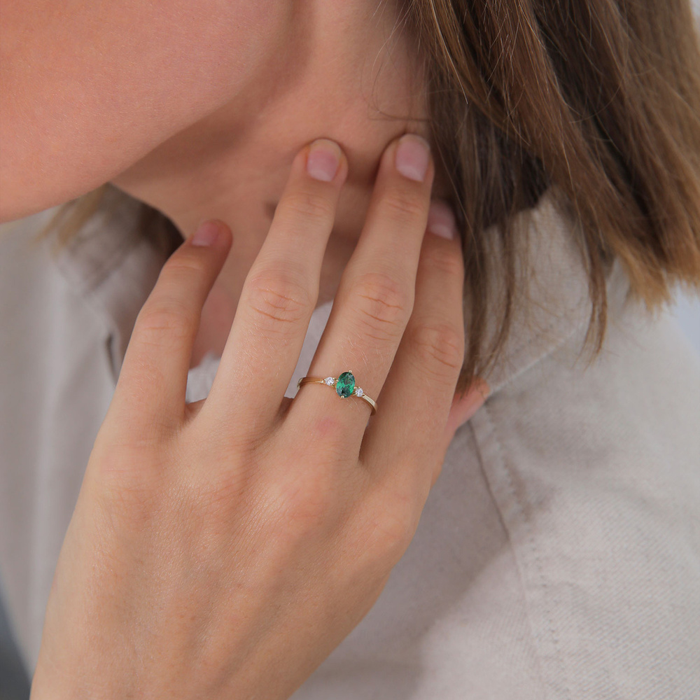 Elli Elli Bague Femmes Bande Élégant avec Cristaux de Zirconium Vert en Argent Sterlin Bague