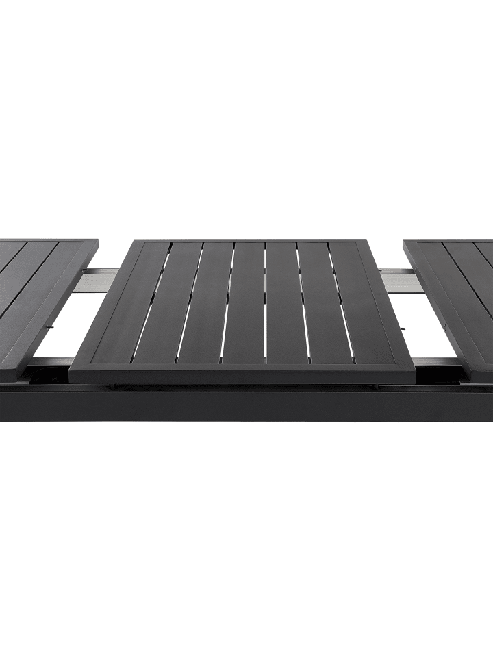 Beliani 7-tlg Gartentisch Set VALCANETTO/TAVIANO in Schwarz/Grau/Heller Holzfarbton günstig kaufen onesize