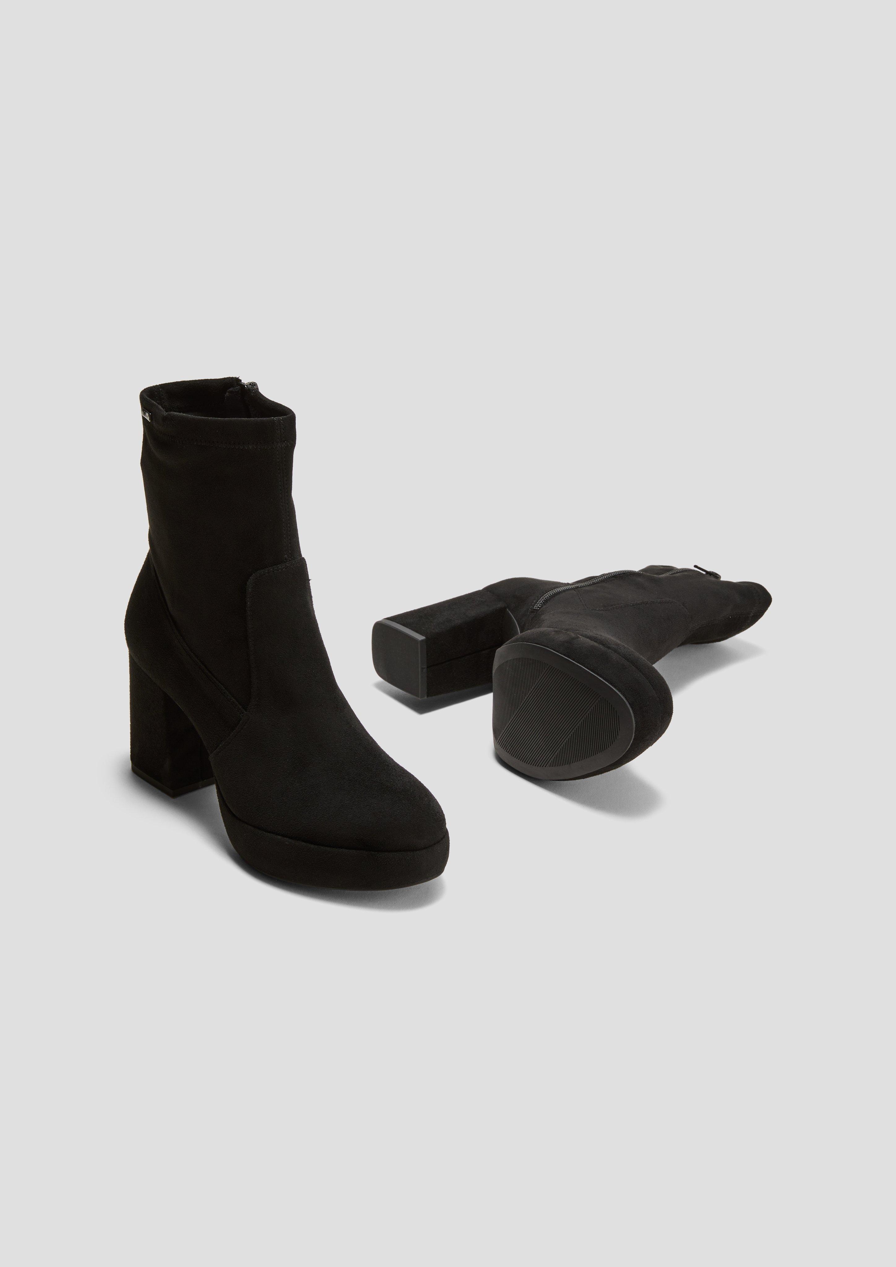 Stiefel mit Blockabsatz in Velorslederoptik  6008302-001