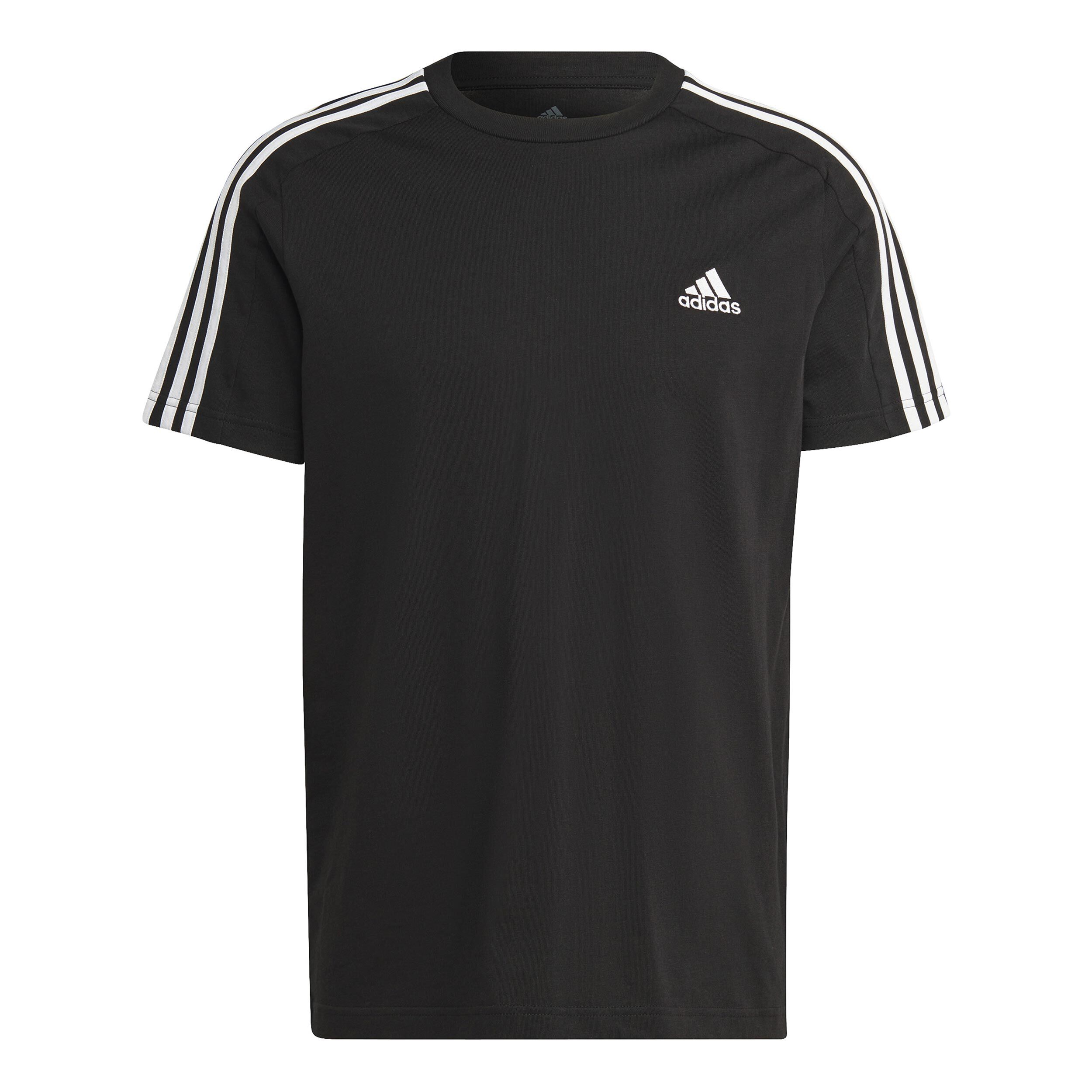 3 Stripes Single Jersey T-Shirt Herren - Schwarz, Weiß