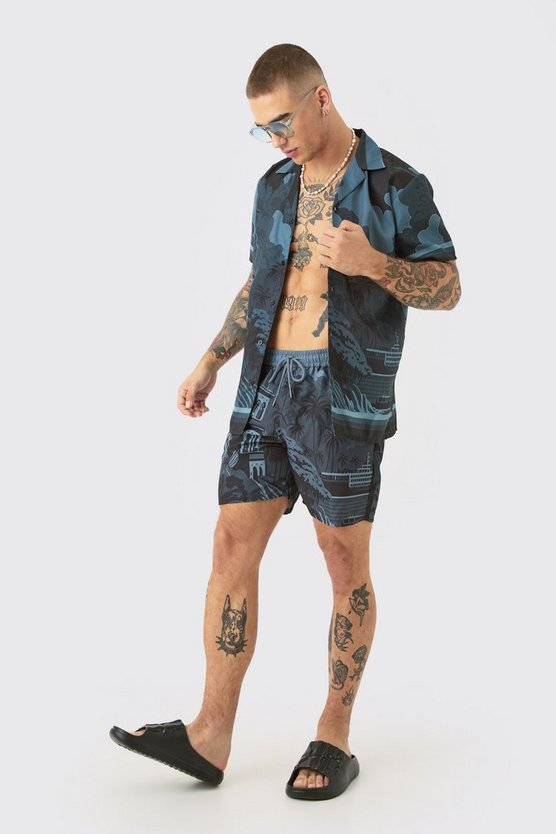 Regular Hemd & Badehose mit Print