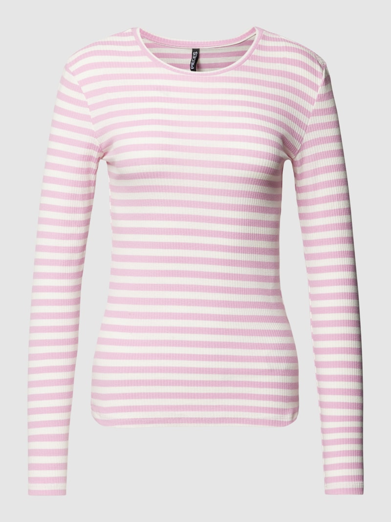 Longsleeve mit Streifenmuster Modell 'RUKA' in rosa