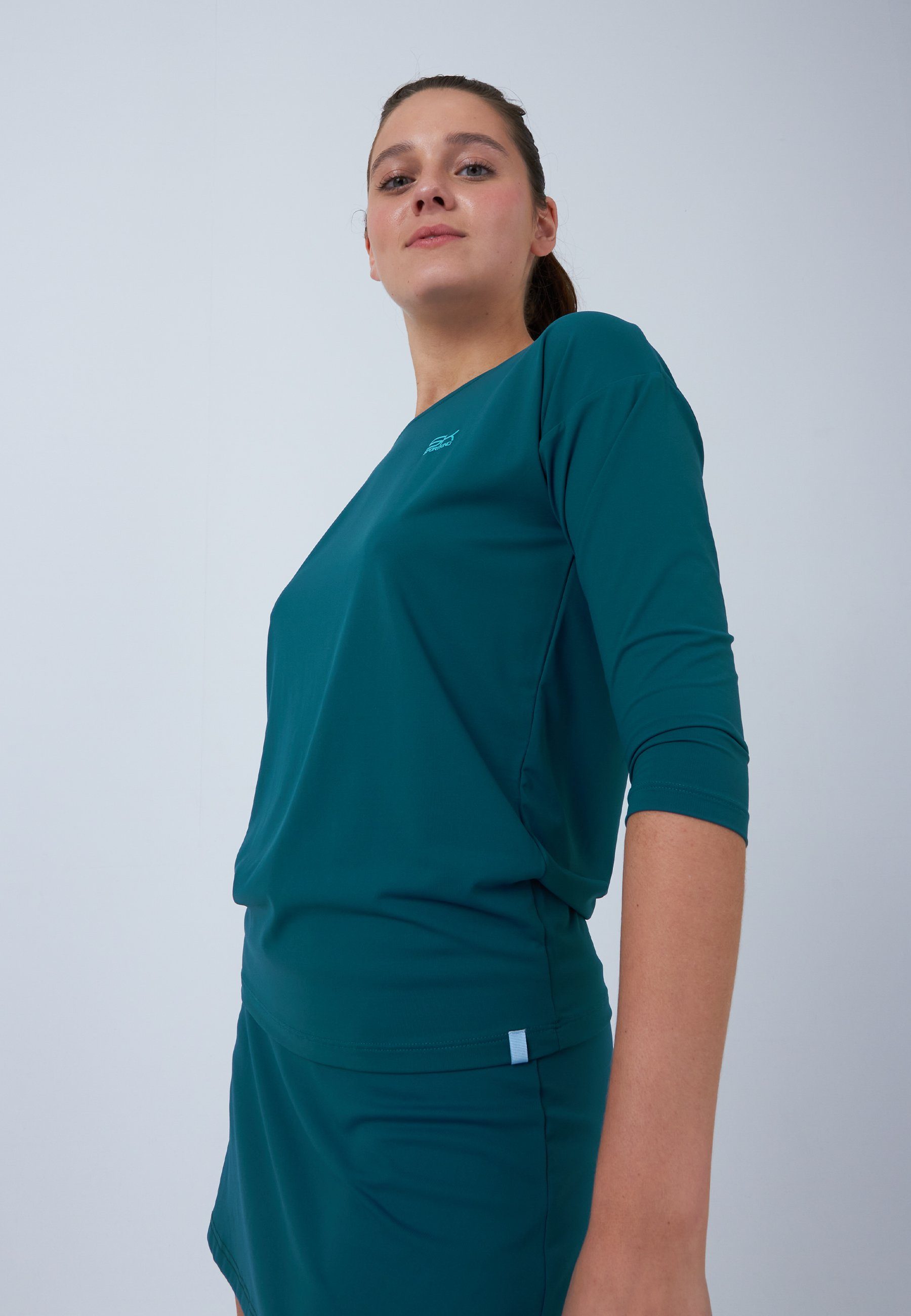 SPORTKIND Funktionsshirt Tennis 3/4 Loose Fit Shirt Mädchen & Damen petrol grün