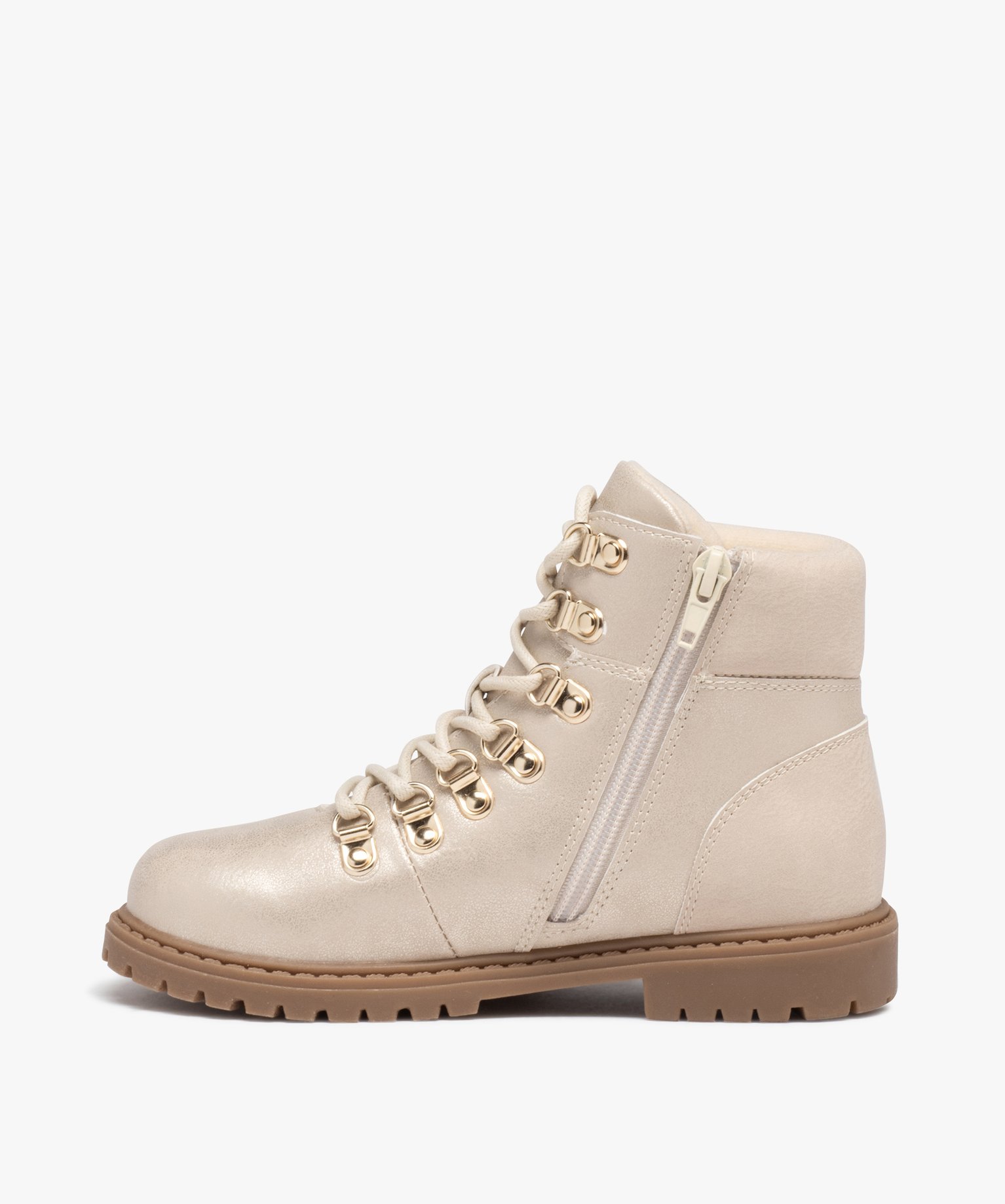 Boots irisés avec lacets montagne fille or | GEMO