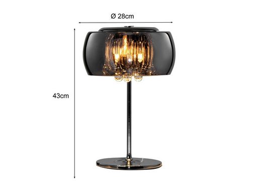 meineWunschleuchte LED Tischleuchte, LED wechselbar, Warmweiß, große Designer Lampen Rauch-glas Lampenschirm Fensterbank, Höhe 43cm