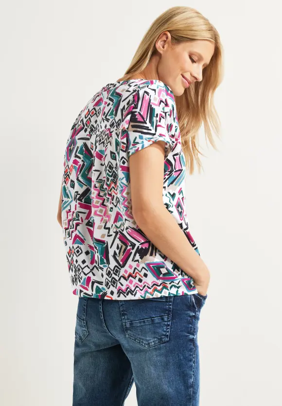 CECIL Printbluse mit Elastiksaum