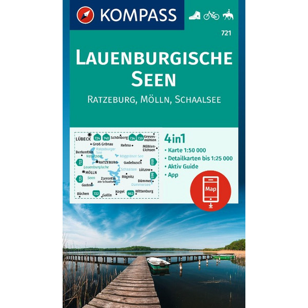 KOMPASS WANDERKARTE 721 LAUENBURGISCHE SEEN, RATZEBURG