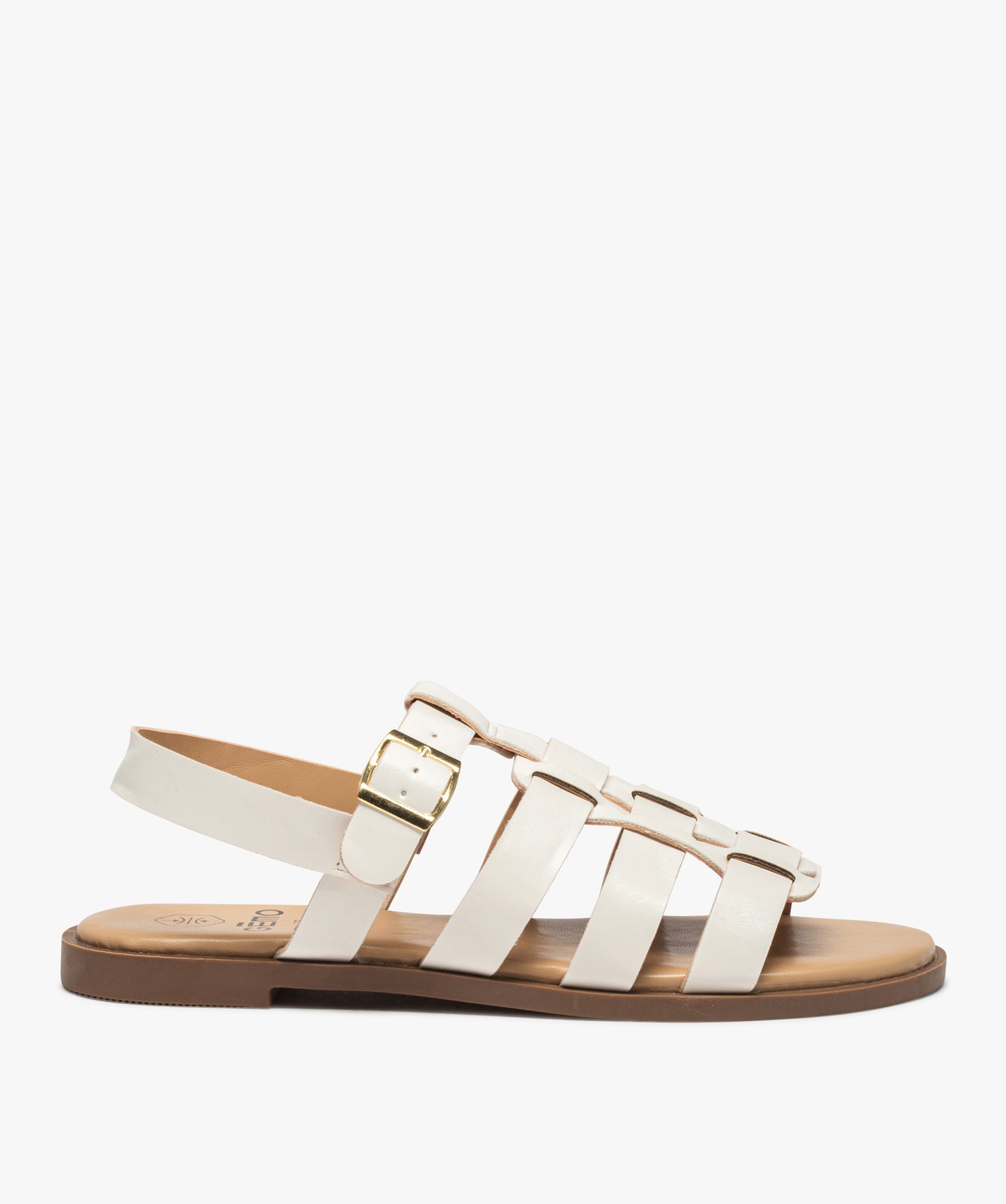 Sandales femme unies à talon plat et brides larges blanc | GEMO