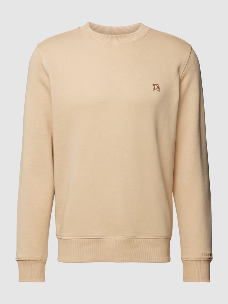 Sweatshirt mit Logo-Patch Modell 'EMBRO' in beige