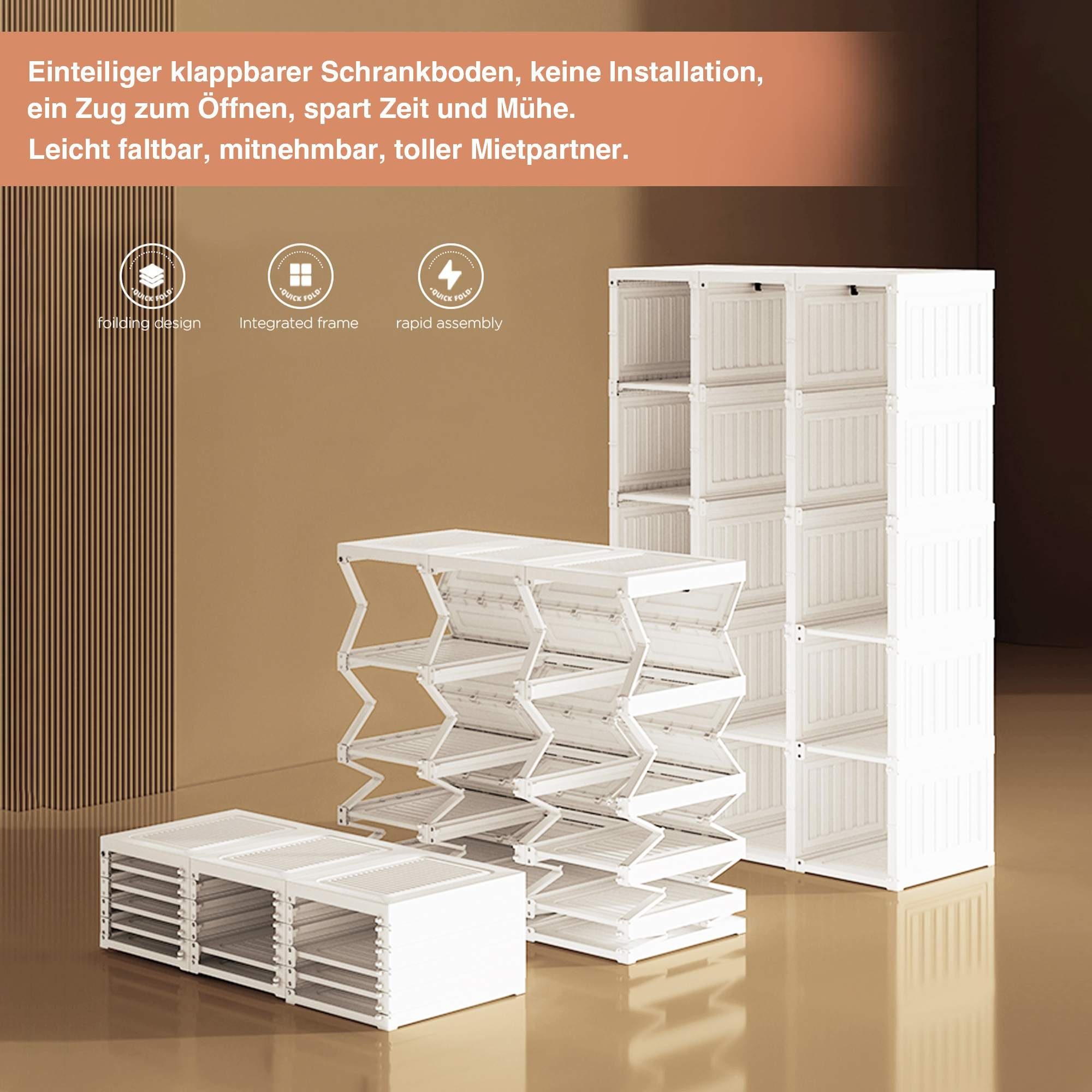 BlingBin Kleiderschrank 69 x 170 x 50 cm Faltbarer Mehrzweckschrank mit Stange (1er Set, 1-St., 1er Set) Faltbarer Mehrzweckschrank mit Stange, magnetische Türen