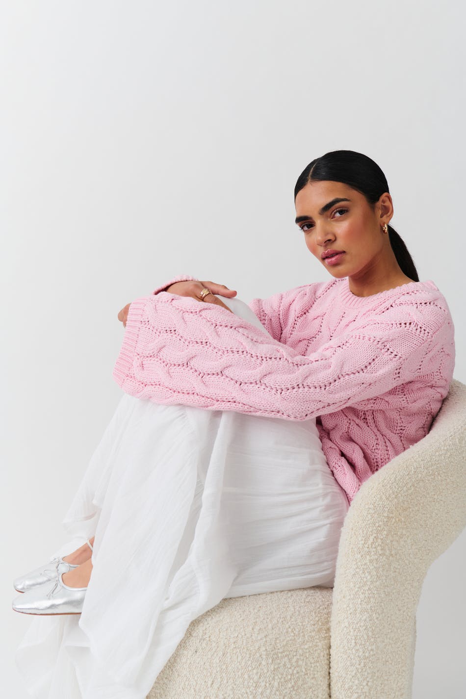 Cable knitted sweater